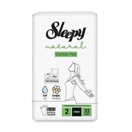 Sleepy Natural Super Long Panty Liners - 32 Count - Daily Feminine Hygiene, Extra Absorbent Liners for Women's Health & Comfort