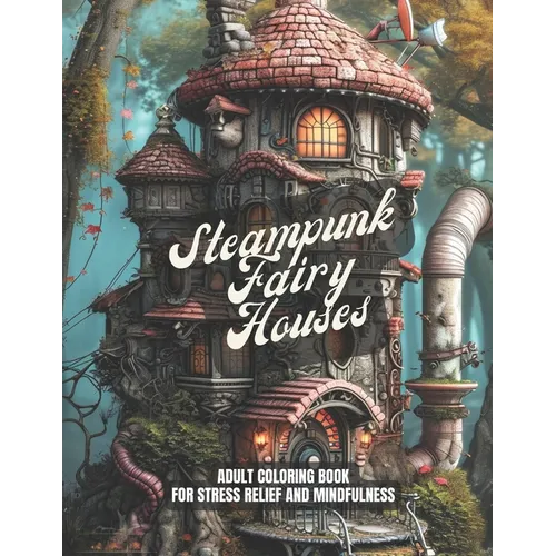Steampunk Fairy Houses: A Stress Relief Coloring Book For Adults - Gift Idea, Meditation, Mindfulness: 30 pages to color - Paperback