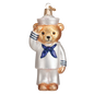 Old World Christmas Navy Bear Glass Blown Ornament