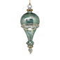 Clear Etched Blown Glass Hot Air Balloon - Green