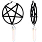 Opalite Stone Black Star Pentagram Tunnel Plug Earrings