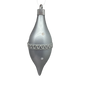 7" Shatterproof Smooth Finial Ornament – Candy Silver With Silver Braid and Dots