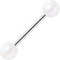 Matte Iridescent White 6mm Acrylic Ball Barbell Tongue Ring
