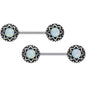14G 5/8 White Synthetic Opal Lotus Flower Nipple Barbell Set