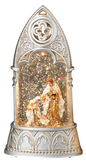 Lighted Holy Family Glitterdome Arch - Silver
