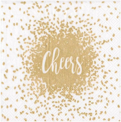 Cheers Paper Cocktail Napkins in Gold