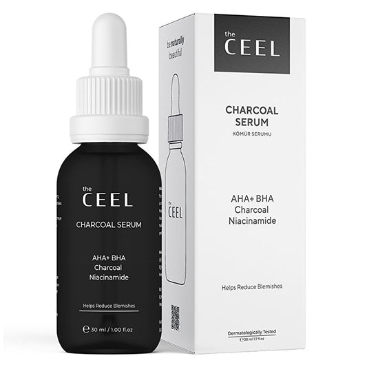 The Ceel Charcoal Face Serum with AHA BHA and Niacinamide - Anti-Aging Skincare for Acne-Prone Skin