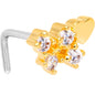20G Clear CZ Gold Tone Heart Faux Hoop L Shaped Nose Ring