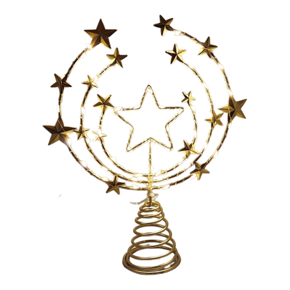 Gold Star Tree Topper with Warm White Lights