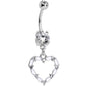 Clear Gem White Whole Heart Dangle Belly Ring