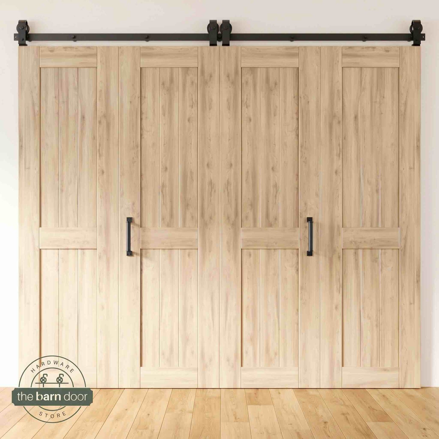 4-Door Bifold Barn Door Kit | Black Hardware
