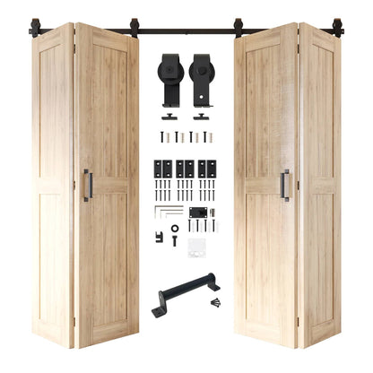4-Door Bifold Barn Door Kit | Black Hardware