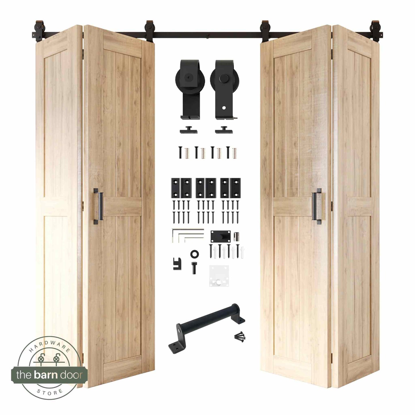 4-Door Bifold Barn Door Kit | Black Hardware