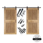 Vertical Slat Double Door Barn Door Kit | Black Barn Door Hardware