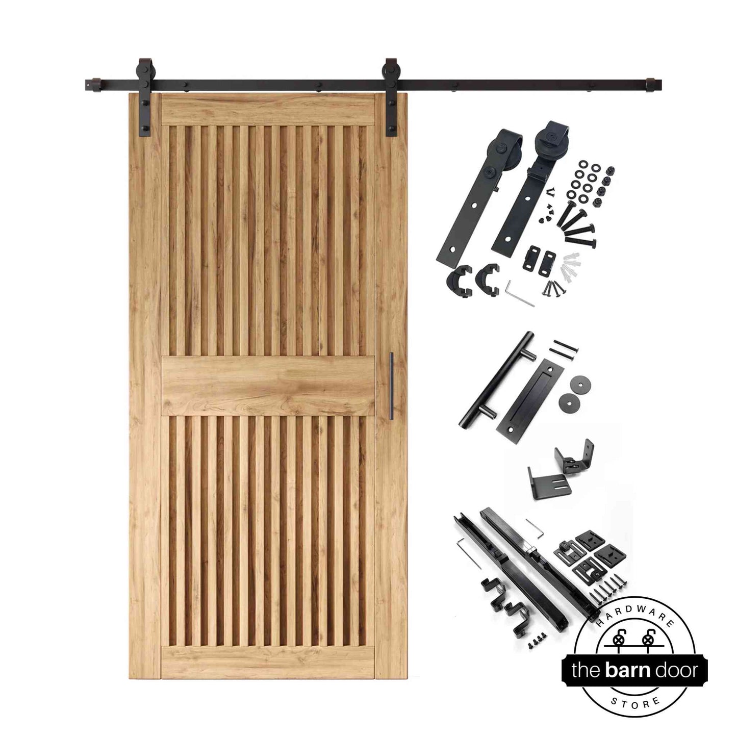 Vertical Slat Barn Door Kit | Black Hardware