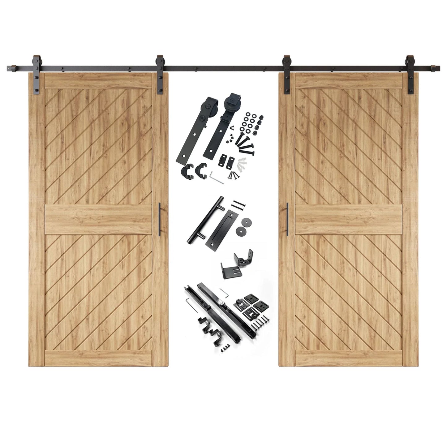 Slanted Double Barn Door Kit | Black Hardware