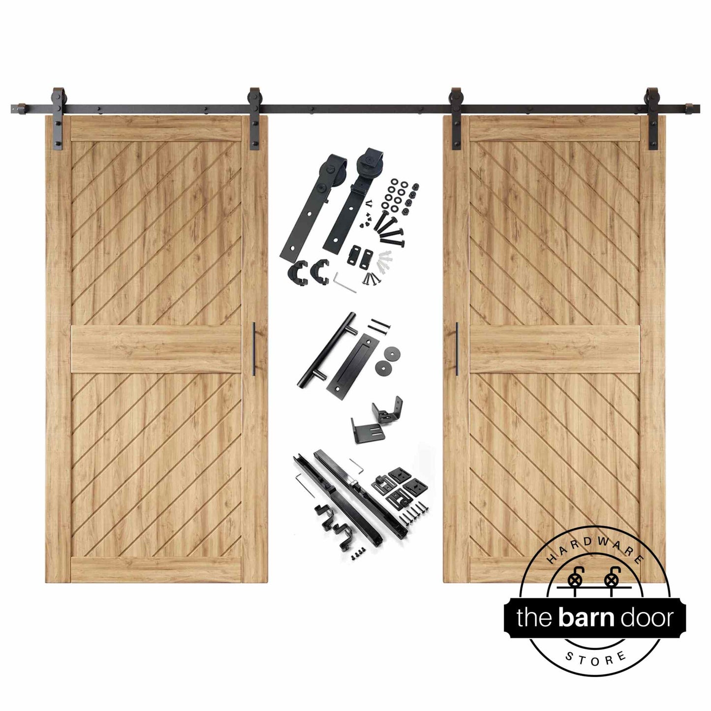 Slanted Double Barn Door Kit | Black Hardware