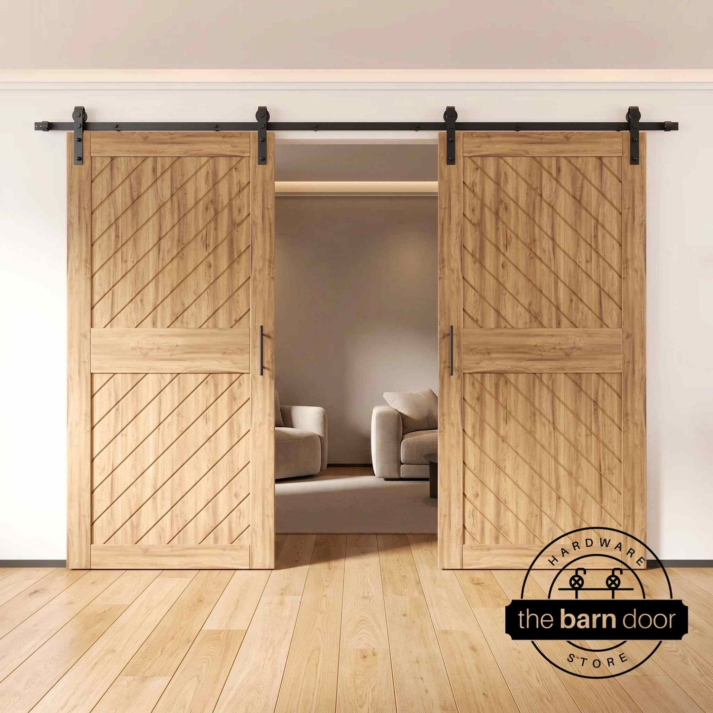 Slanted Double Barn Door Kit | Black Hardware