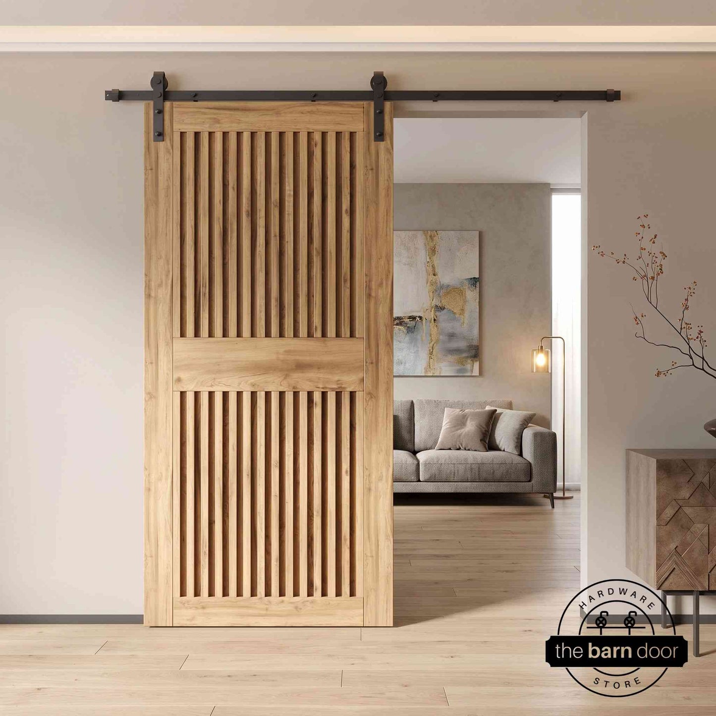Vertical Slat Barn Door Kit | Black Hardware