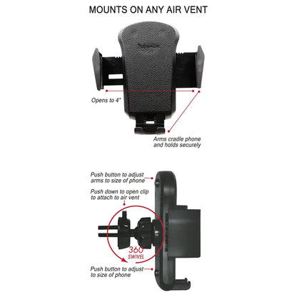 Universal Cradle Airvent Mount with Leather Accent