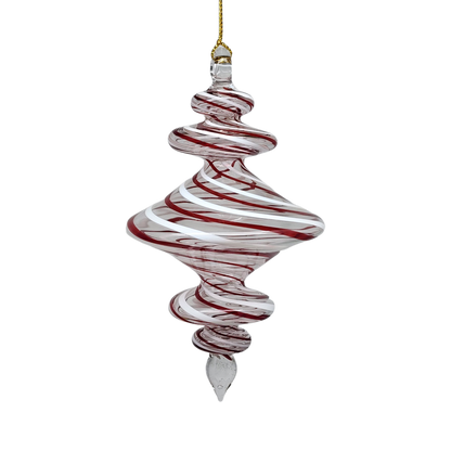 Peppermint Swirl Egyptian Glass Spiral Ornament