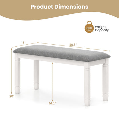 Upholstered Bedroom Bench with Padded Seat and Solid Wood Legs-Gray