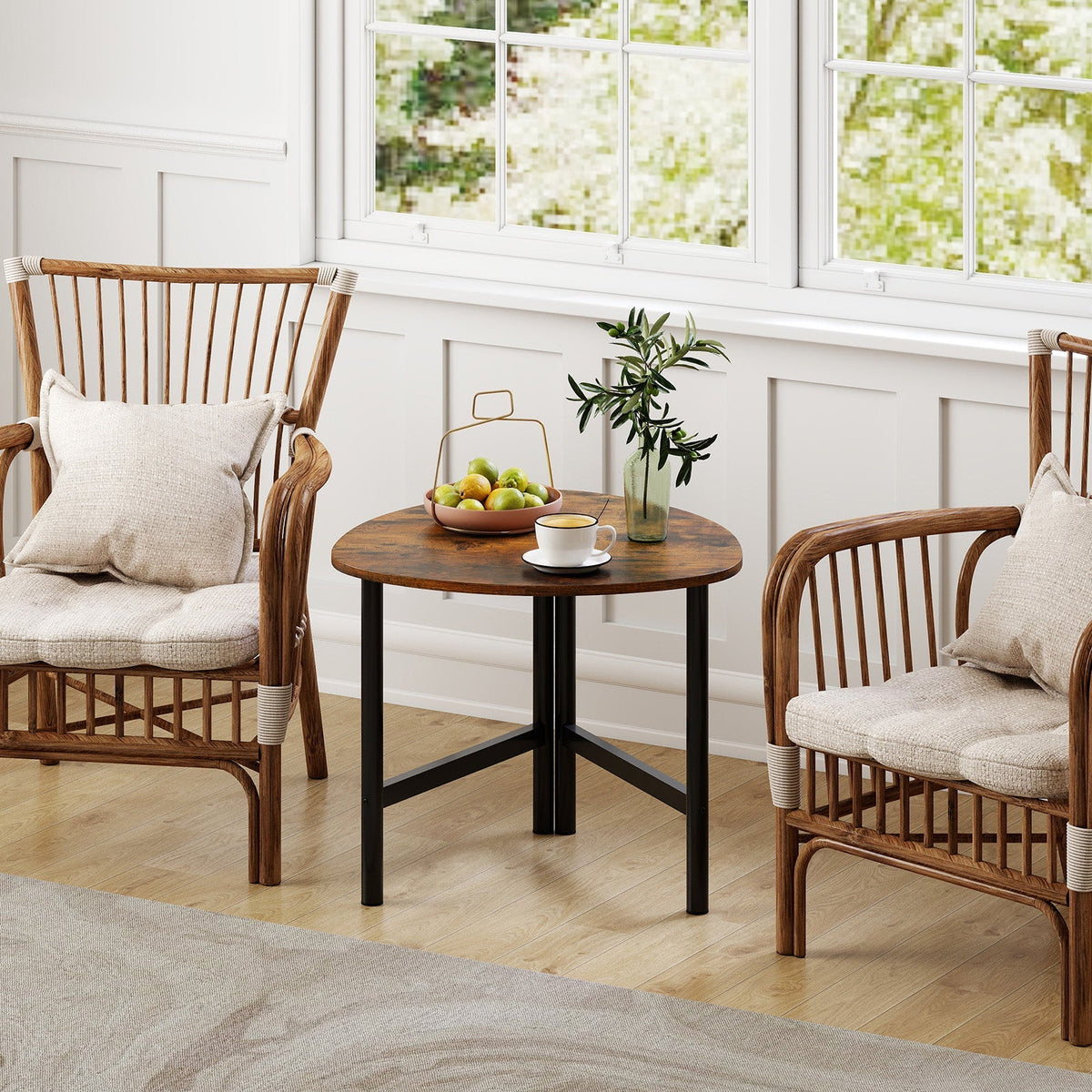 Set of 2 Triangle Coffee Table Oval with Metal Legs