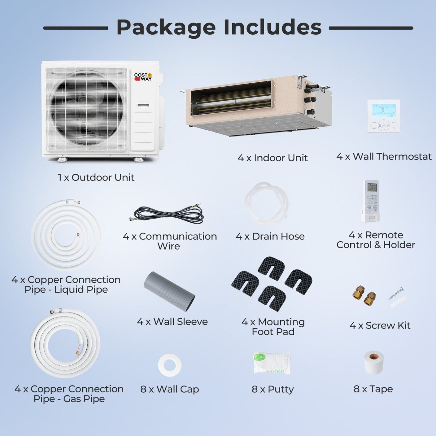 X-Pro 35000 BTU 4 Zone 22.5 SEER2 Concealed Ducted Mini Split