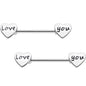 Silver Tone Love You Barbell Nipple Ring Set