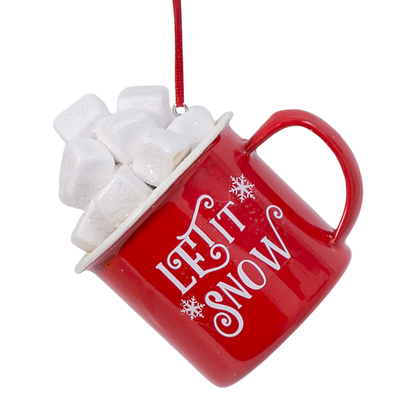 Hot Cocoa Mug with Marshmallows Ornament - Let It Snow