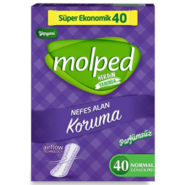 Molped Daily Freshness: pH Balanced Panty Liners for Women - Odor Control, Breathable, Absorbent - 40 Count