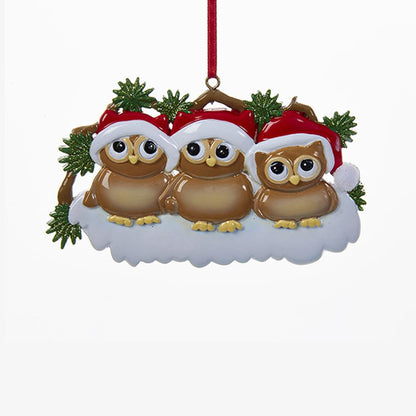 Owl Family of 3 Ornament For Personalization
