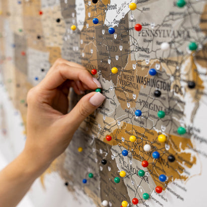 Wooden Canvas USA Map - Desert
