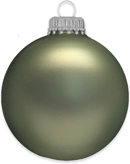 Christmas By Krebs 2 5/8 Glass Balls - Silver Caps - Sage Green Velvet - 8 Pack