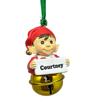 Elf Bell Ornament with Name - Courtney