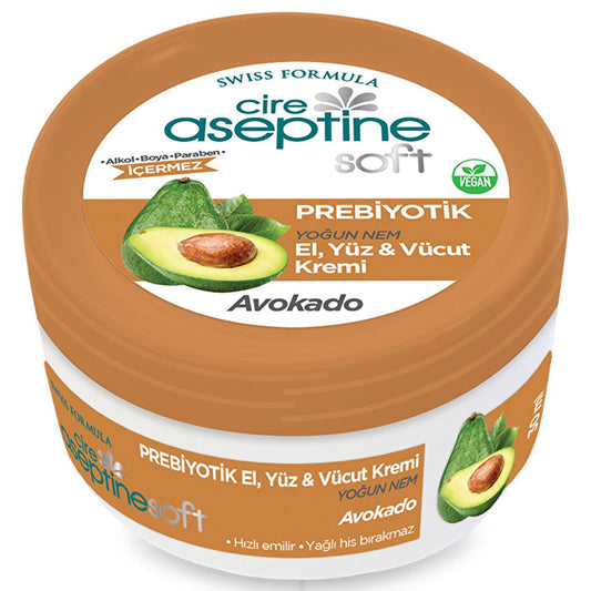 Cire Aseptine Soft Avokado Moisturizing Cream - Prebiotic, Paraben-Free, Dermatologically Tested, 1.01 fl oz