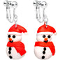 Silver Plated Bundled Up Christmas Snowman Clip On Earrings