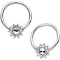 14G 13mm Clear CZ Gem Flower Fairy BCR Captive Ring Set