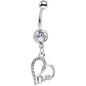 Clear Gem Love in Your Heart Dangle Belly Ring