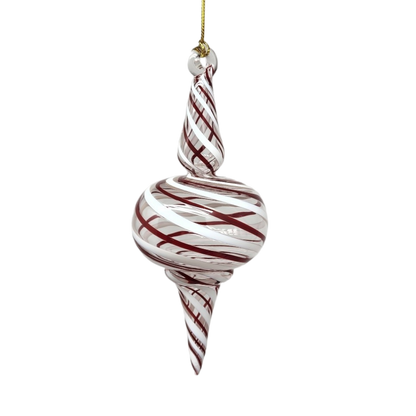 Peppermint Striped Spire Glass Ornament