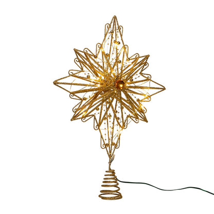 30-Light Warm White Fairy LED Gold Star Treetop - 15 Inch