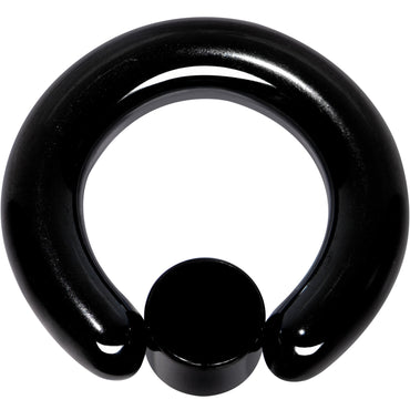 4G 9/16 White Faux Opal 7mm Disc Black IP BCR Captive Ring