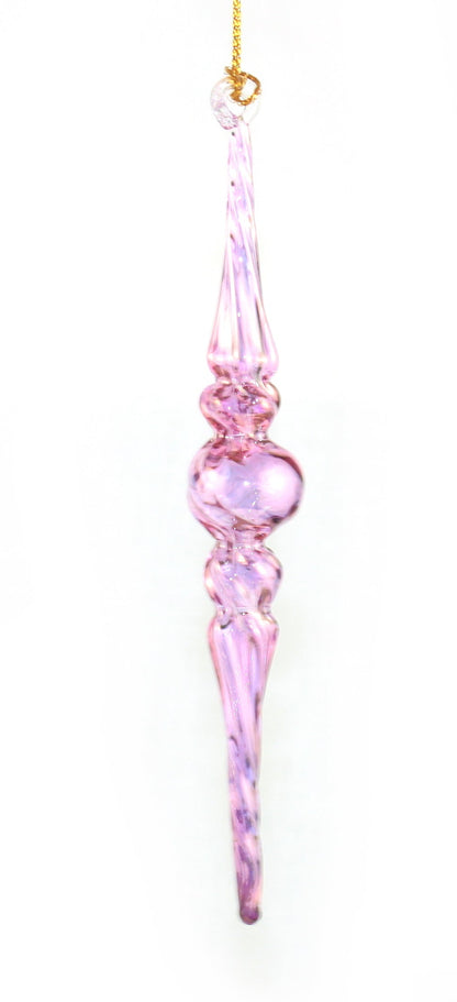 Outer Swirl Icicle Glass Ornaments - Purple