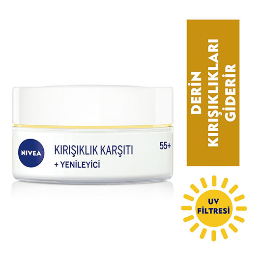 Nivea Anti-Wrinkle Face Cream for Mature Skin 55+ - Deep Moisturization & UV Protection