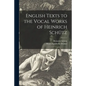 English Texts to the Vocal Works of Heinrich Schütz - Paperback