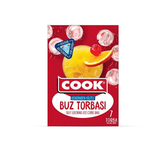 Cook Self-Sealing Ice Cube Bags - 35 Disposable Freezer Bags for Water, Juice & Broth - Leakproof & Easy to Use