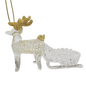 Spunglass Ornament - Gold Reindeer With Sleigh