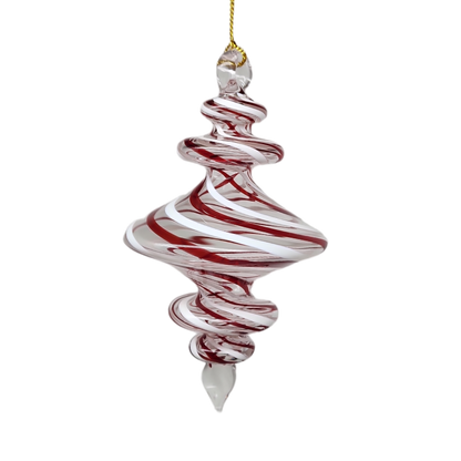 Peppermint Swirl Egyptian Glass Spiral Ornament
