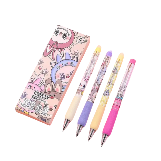 Labubu Erasable Press Gel Pen Cute Labubu pen-4pcs Set