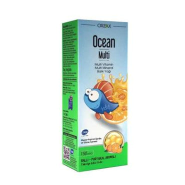 Orzax Ocean Multi: Kids Fish Oil Syrup with Honey Orange Flavor - Omega-3, EPA, DHA, Vitamins & Minerals - IFOS Certified, Delicious & Nutritious.